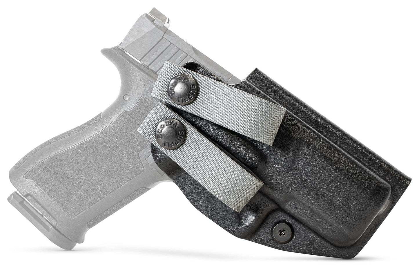 CYA slim hoops holster in od green with a black clip on a black handgun