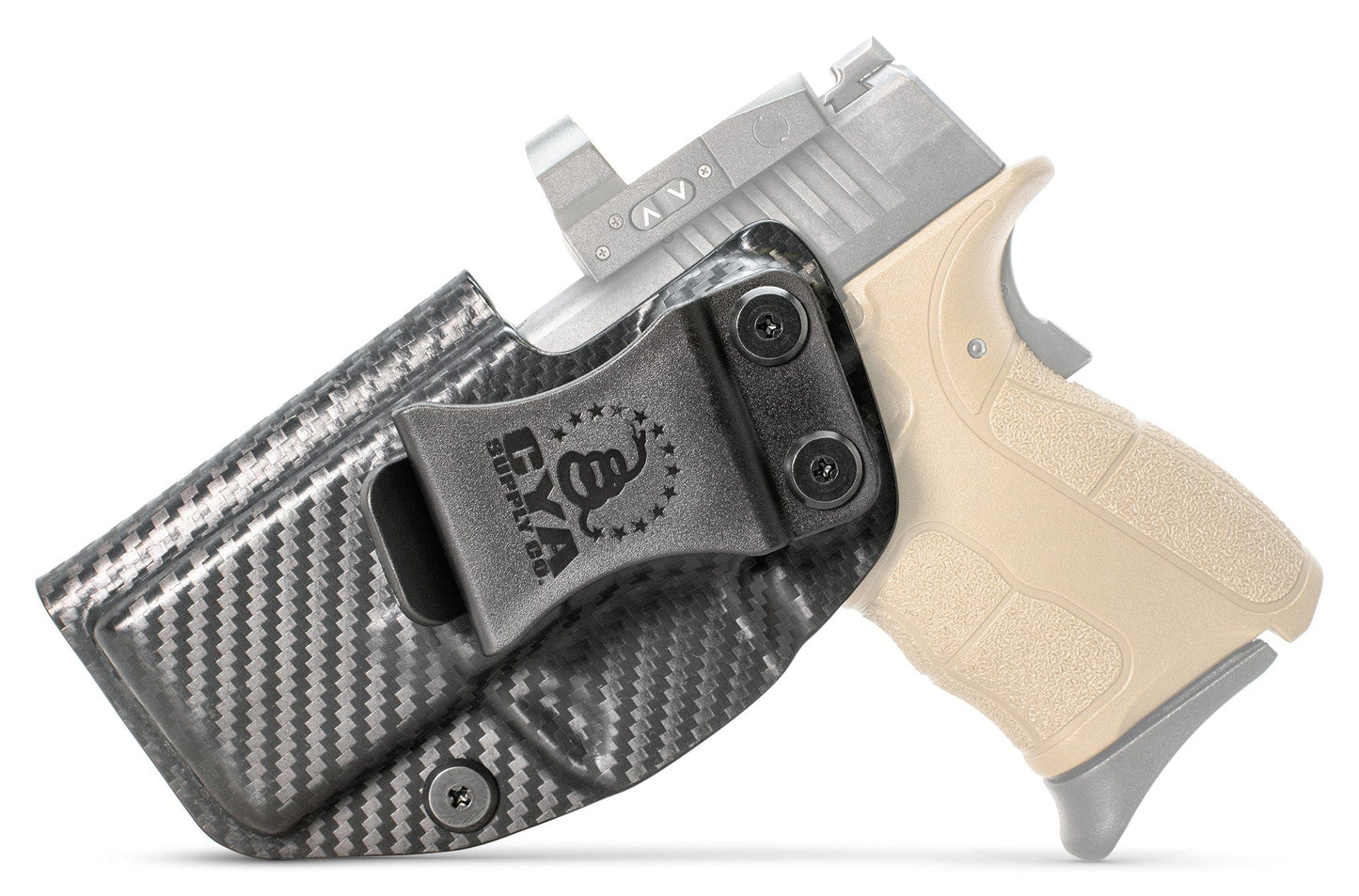 CYA Base IWB Full Size 3.3" Holster in carbon steel color on a Springfield XD-S