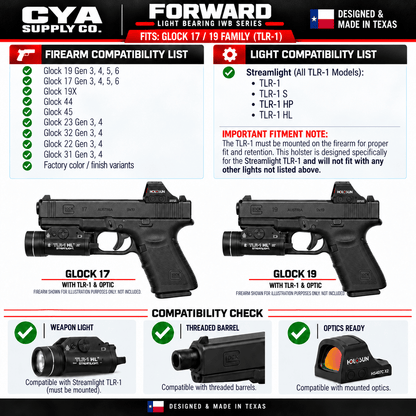 Glock 17/19 + TLR-1 IWB Holster | CYA FORWARD