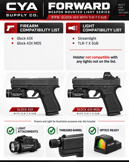 Glock 43X TLR-7 X SUB IWB Holster | CYA FORWARD