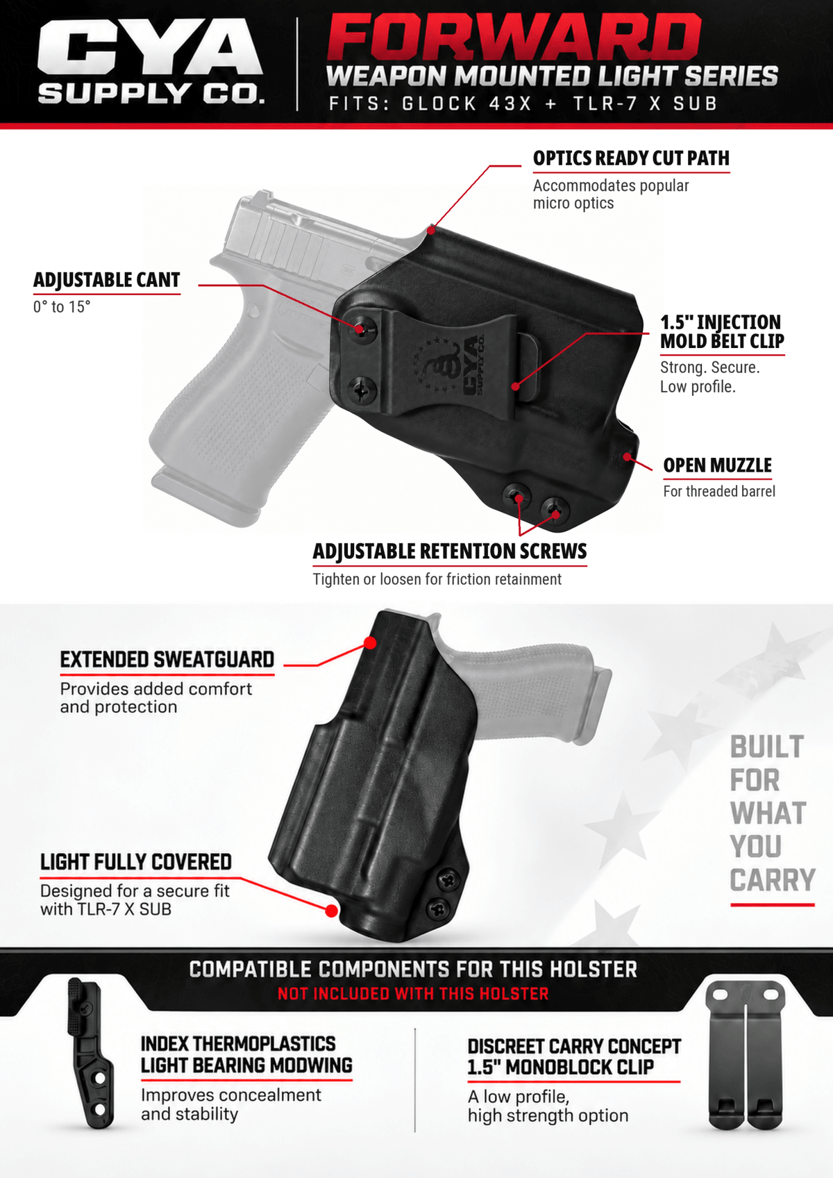 Glock 43X TLR-7 X SUB IWB Holster | CYA FORWARD CYA Supply Co.
