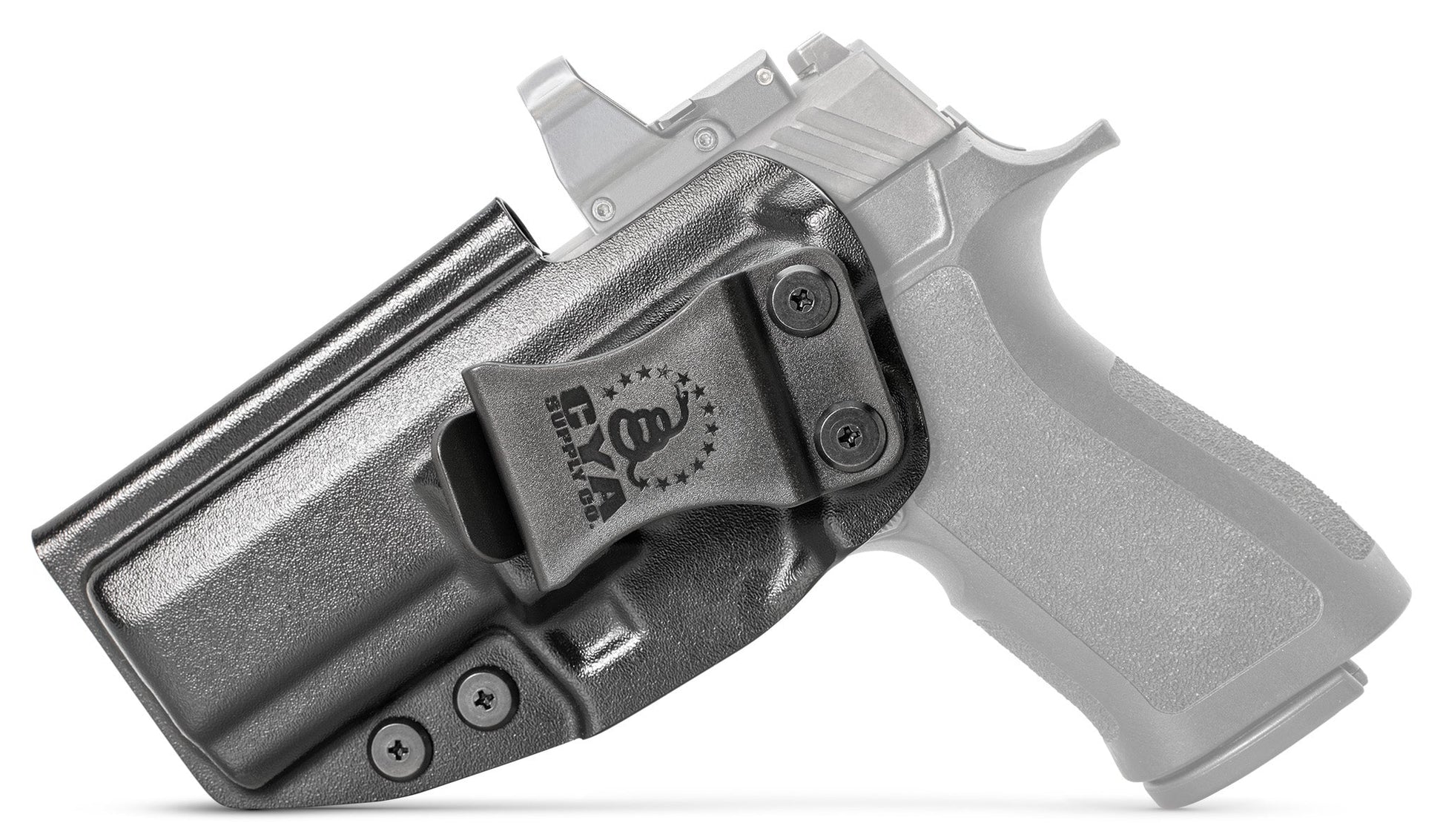 CYA XCarry Holster in black with a black clip on a black Sig Sauer P320