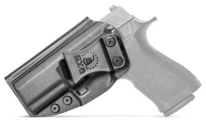 CYA XCarry Holster in black with a black clip on a black Sig Sauer P320 handgun