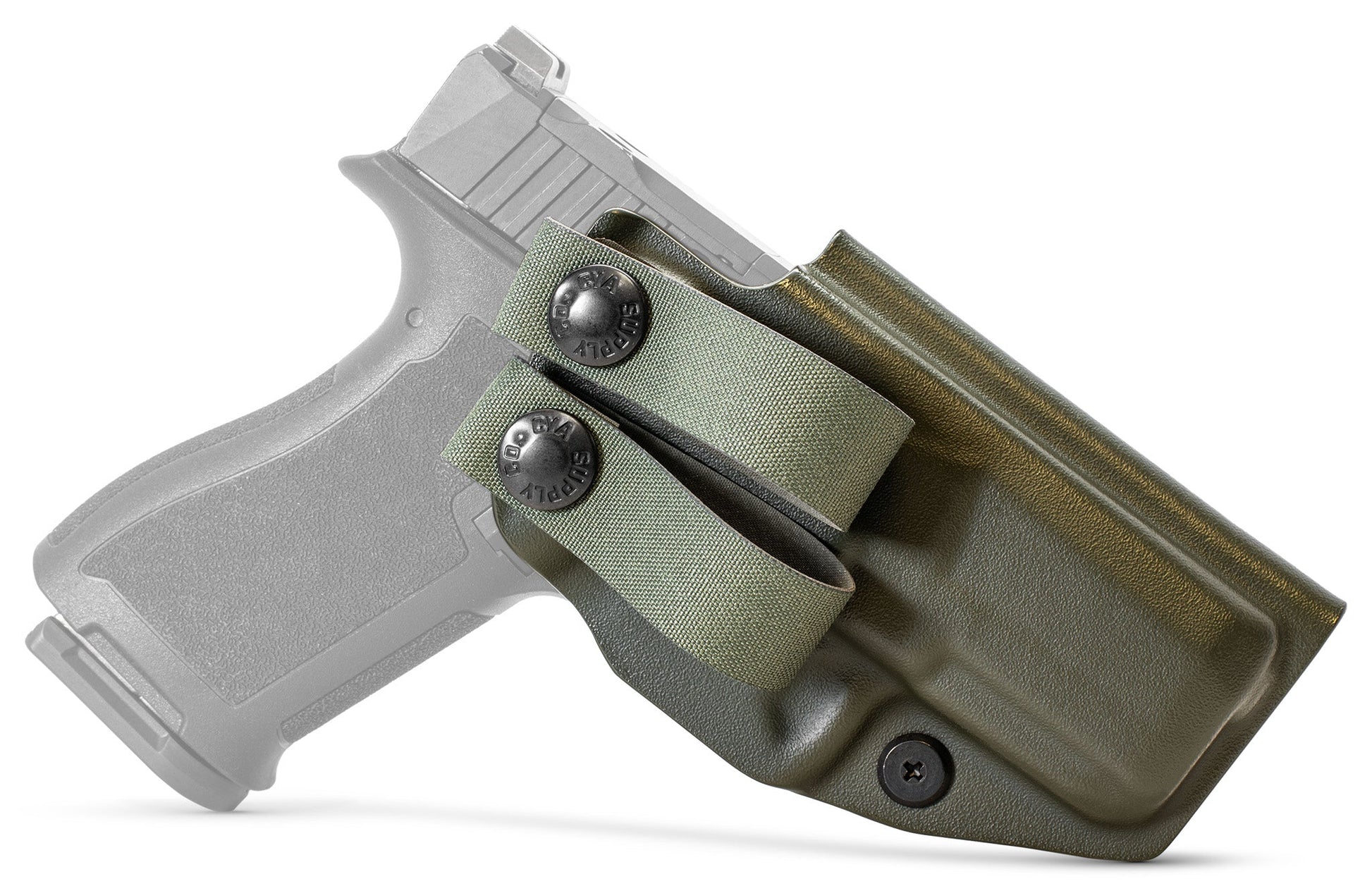 CYA slim hoops holster in od green on a black handgun
