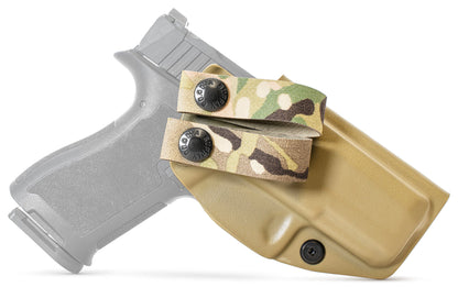 CYA camouflage slim hoops holster in flat dark earth on a black handgun