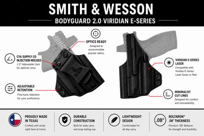 Smith & Wesson Bodyguard 2.0 Viridian E-Series IWB Holster | BASE IWB CYA Supply Co.