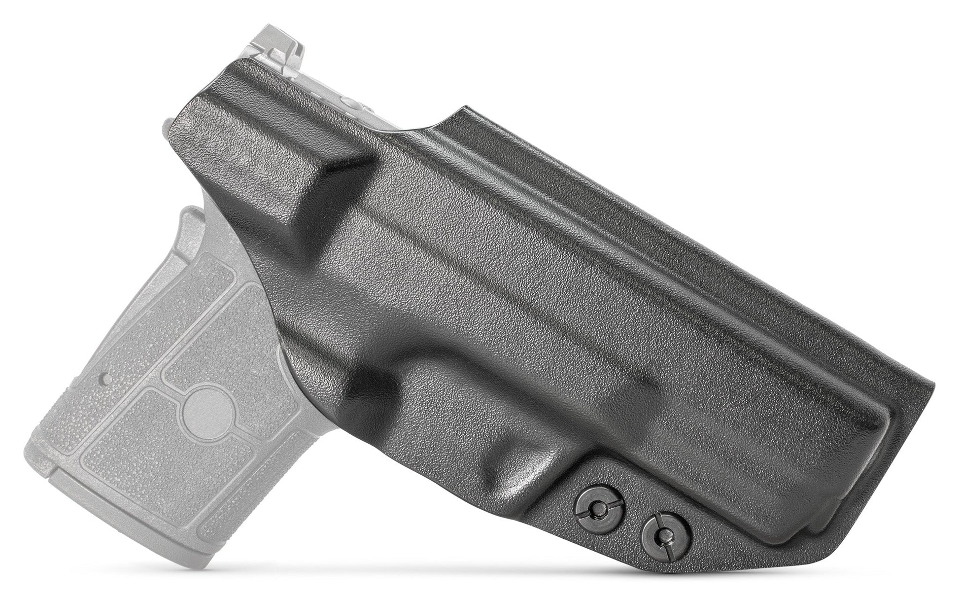 CYA base IWB Holster in black on a black Smith & Wesson Equalizer handgun