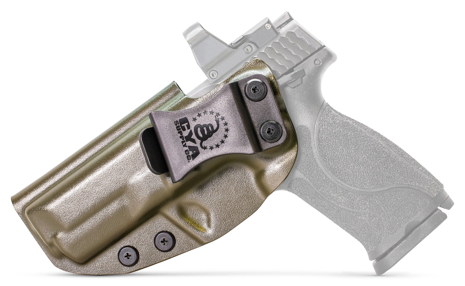 CYA Supply Co. Base IWB Full Size 4.25" Holster in Flat Dark Earth color on a Smith & Wesson M&P M2.0