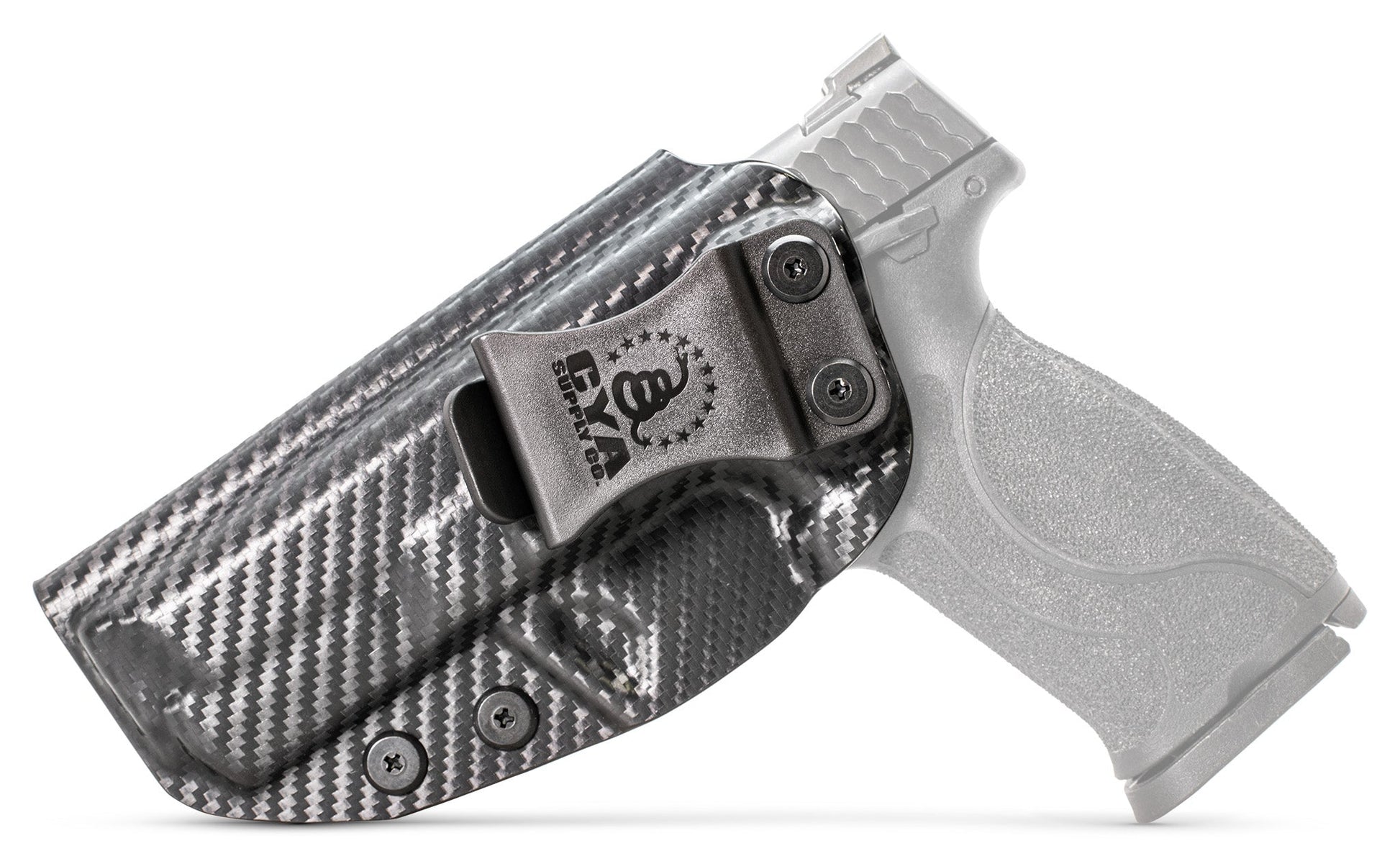 CYA Supply Co. Base IWB Full Size 4.25" Holster in Carbon Fiber color on a Smith & Wesson M&P M2.0