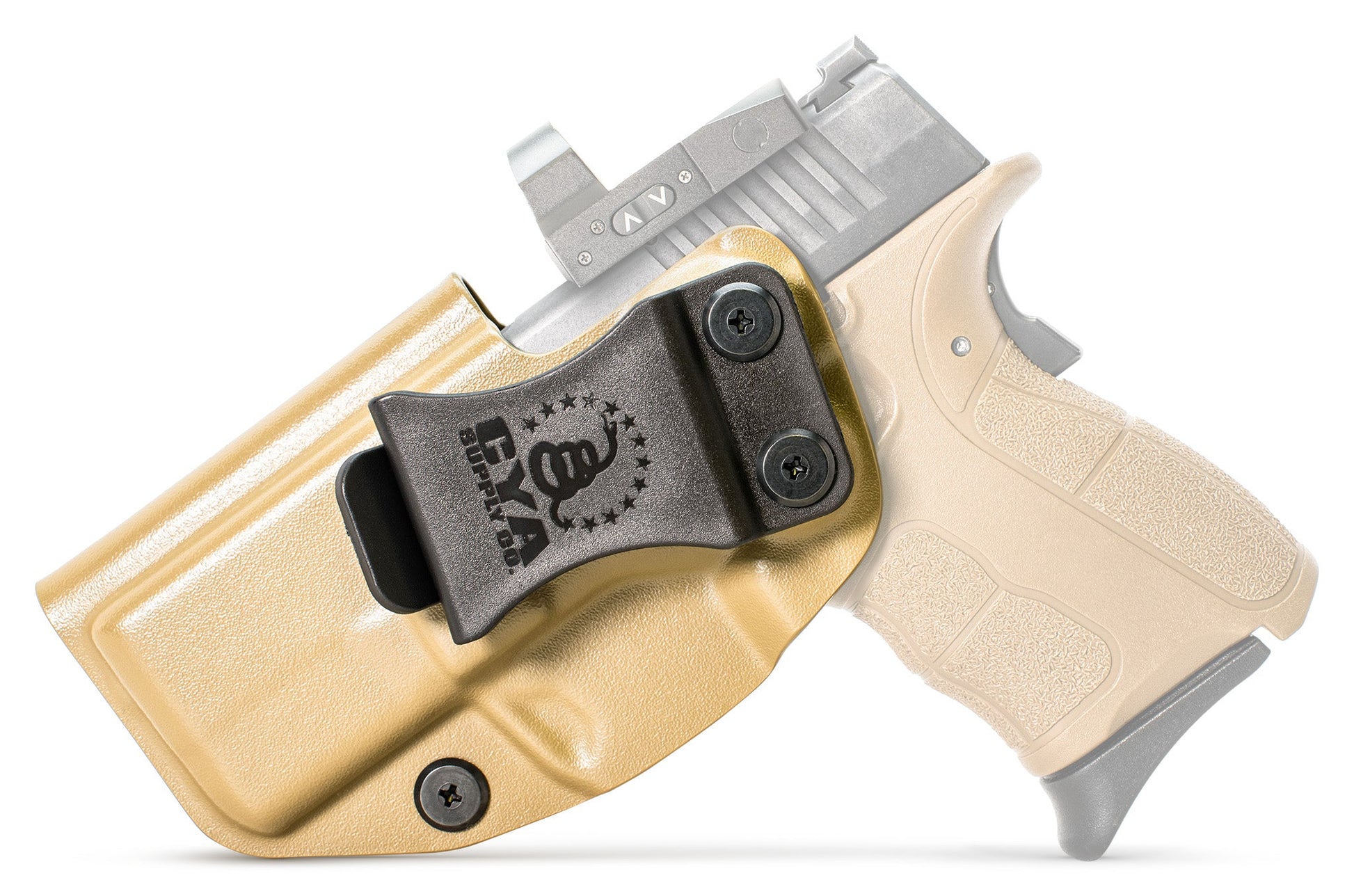 CYA Base IWB Full Size 3.3" Holster in Flat Dark Earth color on a Springfield XD-S